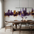 St Gallen Switzerland Skyline Purple & Gold Mural Wallpaper - room preview 04