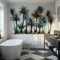 Vibrant Palm Trees in Watercolor Mural Wallpaper - room preview 04