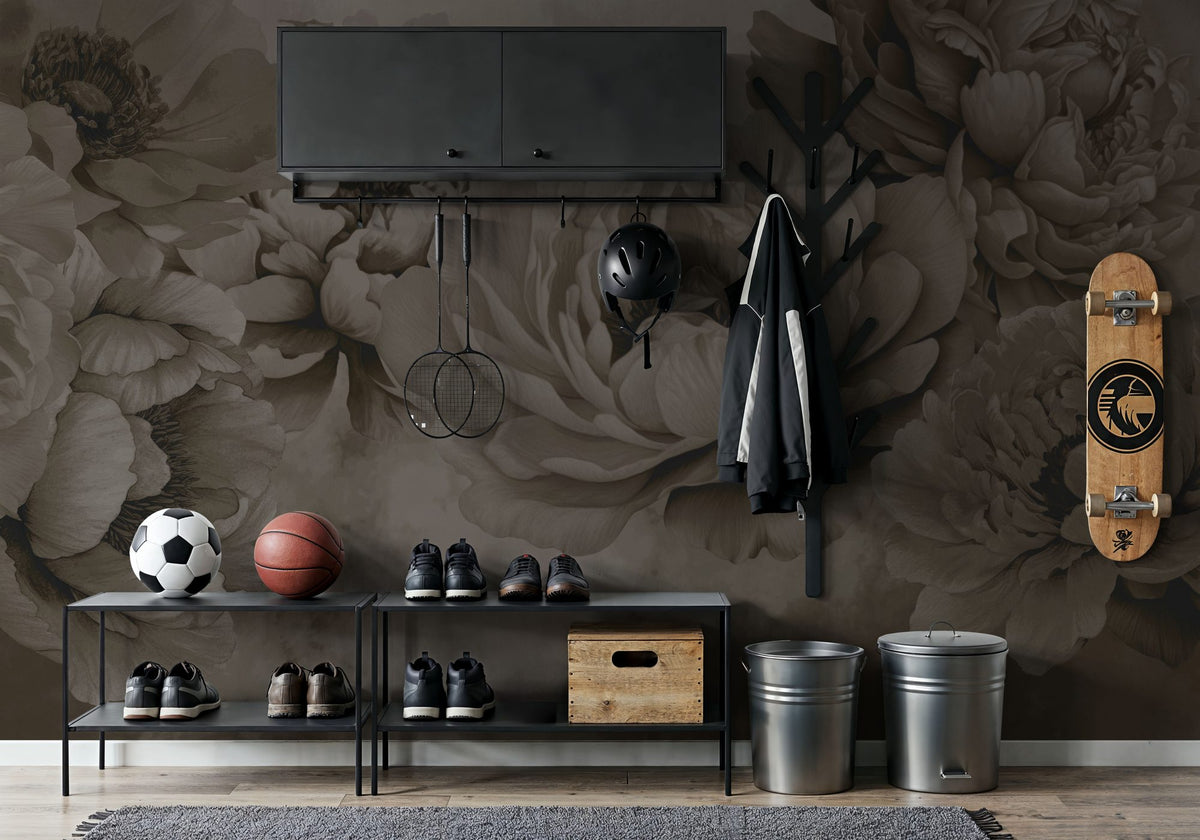 Transcendent Peony, Sage Mural Wallpaper - room preview 05