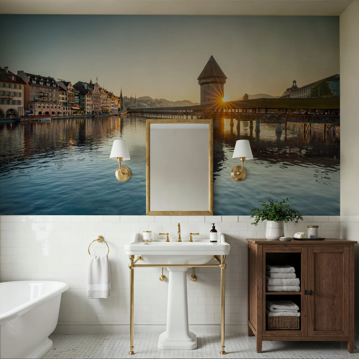 Lucerne Sunrise Mural Wallpaper - room preview 04
