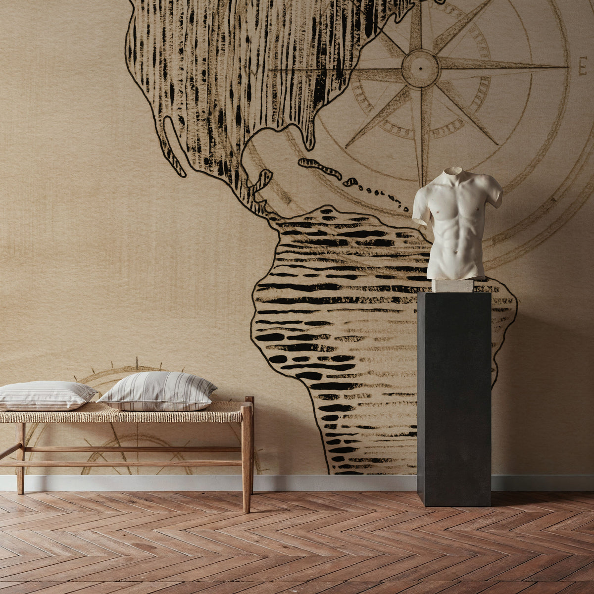 Map of Americas Mural Wallpaper - room preview 04