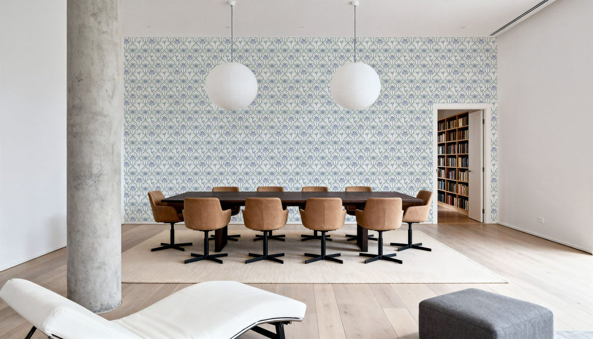 The Palm Lattice, Seafoam Mural Wallpaper - room preview 04