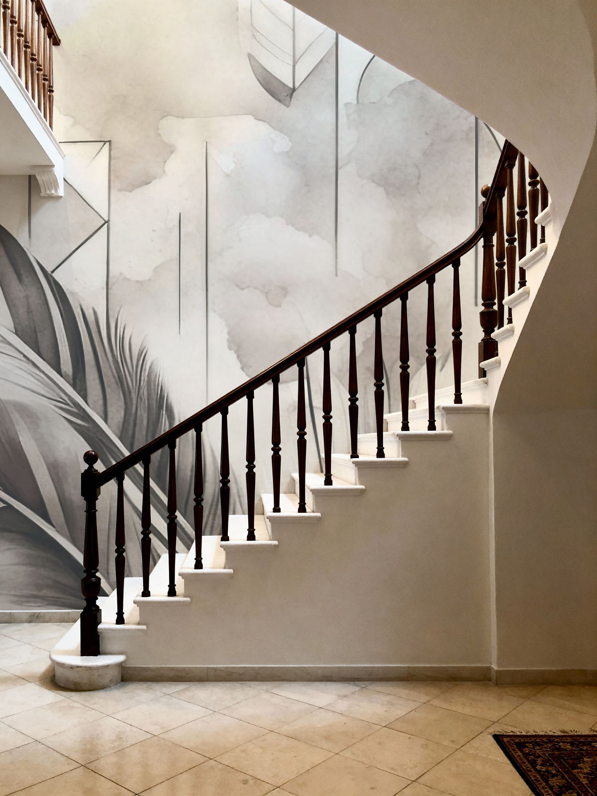 Feather Geometry Smoke Mural Wallpaper - room preview 04
