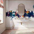 Geneva Switzerland Skyline Blue & Bronze Mural Wallpaper - room preview 04