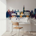Felixstowe England Skyline Blue & Bronze Mural Wallpaper - room preview 04