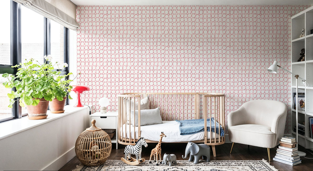 Mixed Red Circles Mural Wallpaper - room preview 04