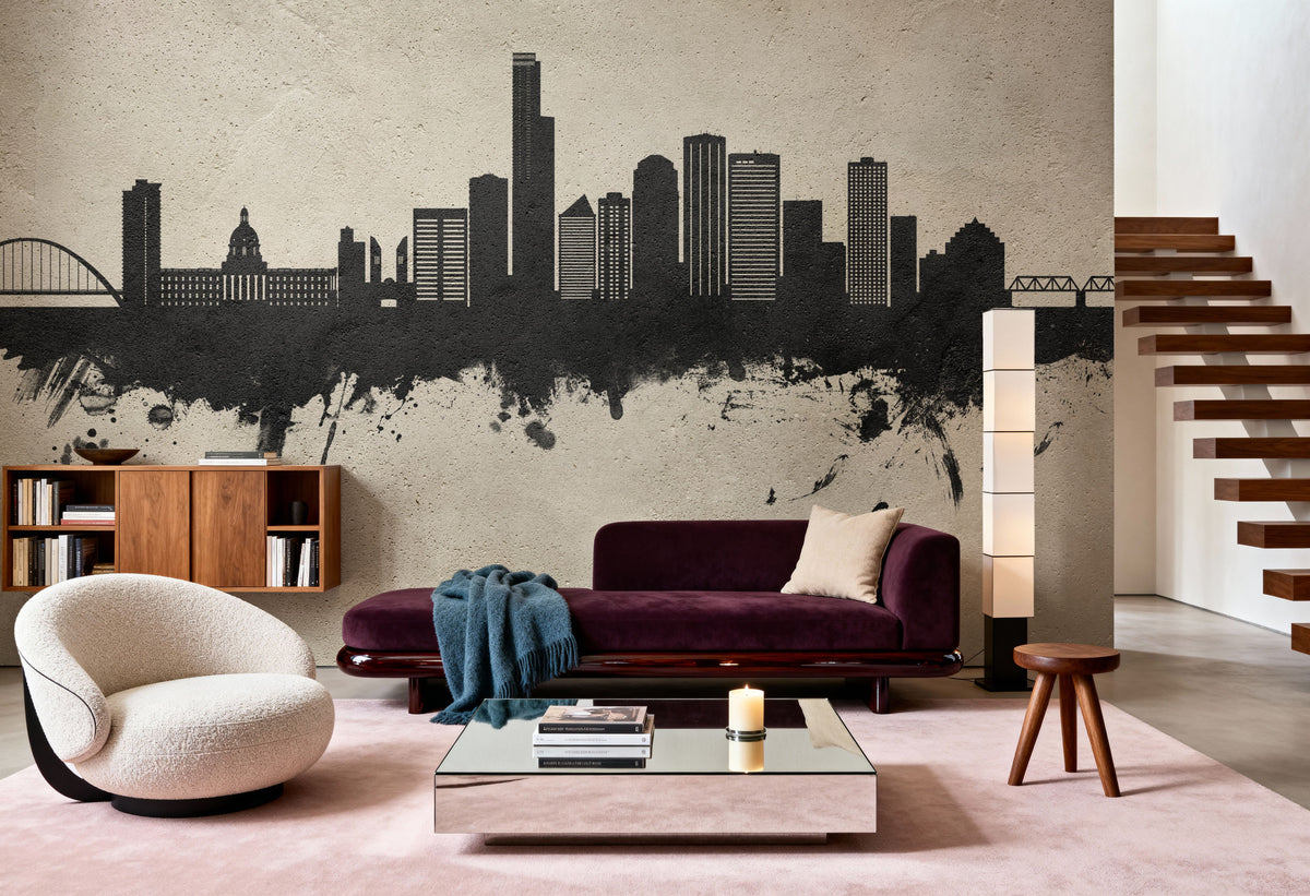 Edmonton Canada Skyline Concrete Mural Wallpaper - room preview 04