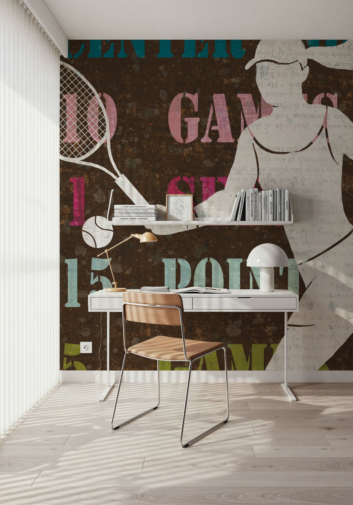 Womens Scoreboard Tennis Mural Wallpaper - room preview 04