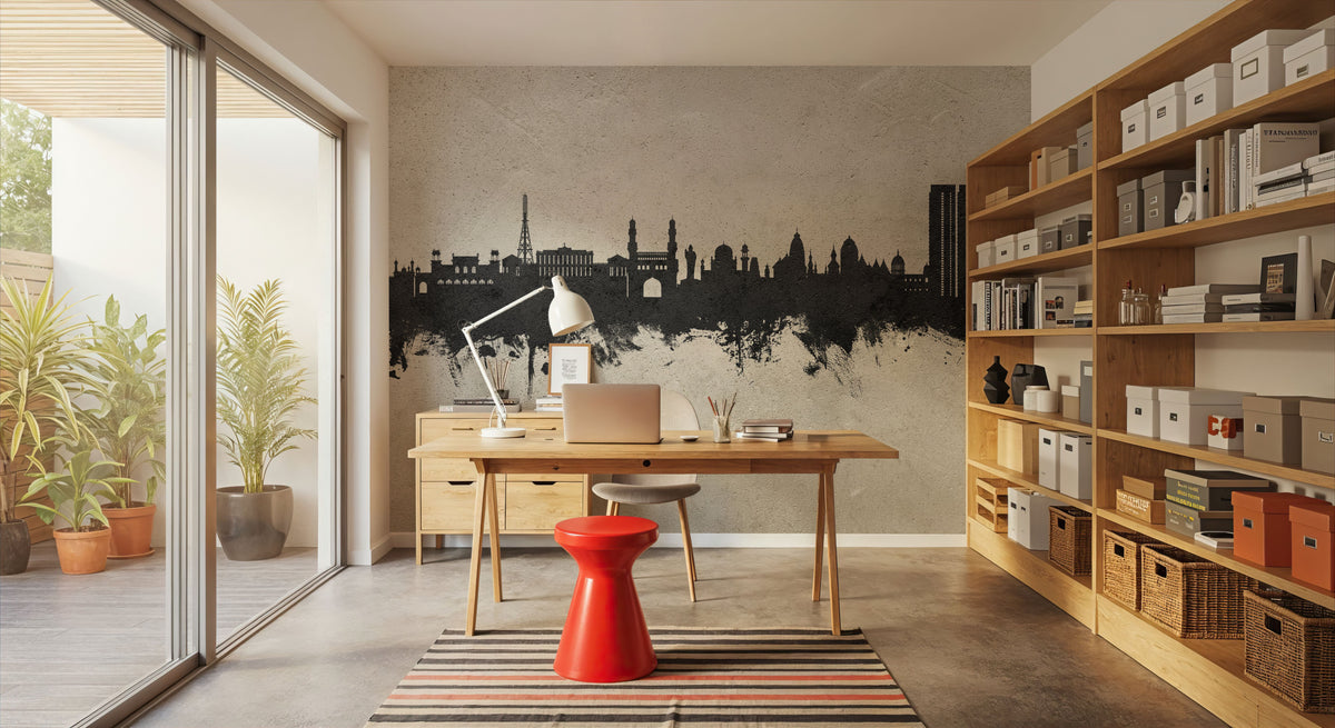 Hyderabad Skyline Concrete Mural Wallpaper - room preview 04