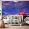 Santa Monica Pier Sunset Cloudy Mural Wallpaper - room preview 04