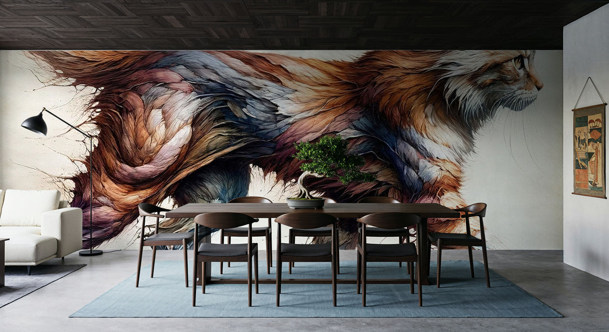 Powerful Cat Mural Wallpaper - room preview 04