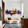 Jerez Spain Skyline Purple & Gold Mural Wallpaper - room preview 04