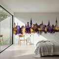 Lüneburg Germany Skyline Purple & Gold Mural Wallpaper - room preview 04