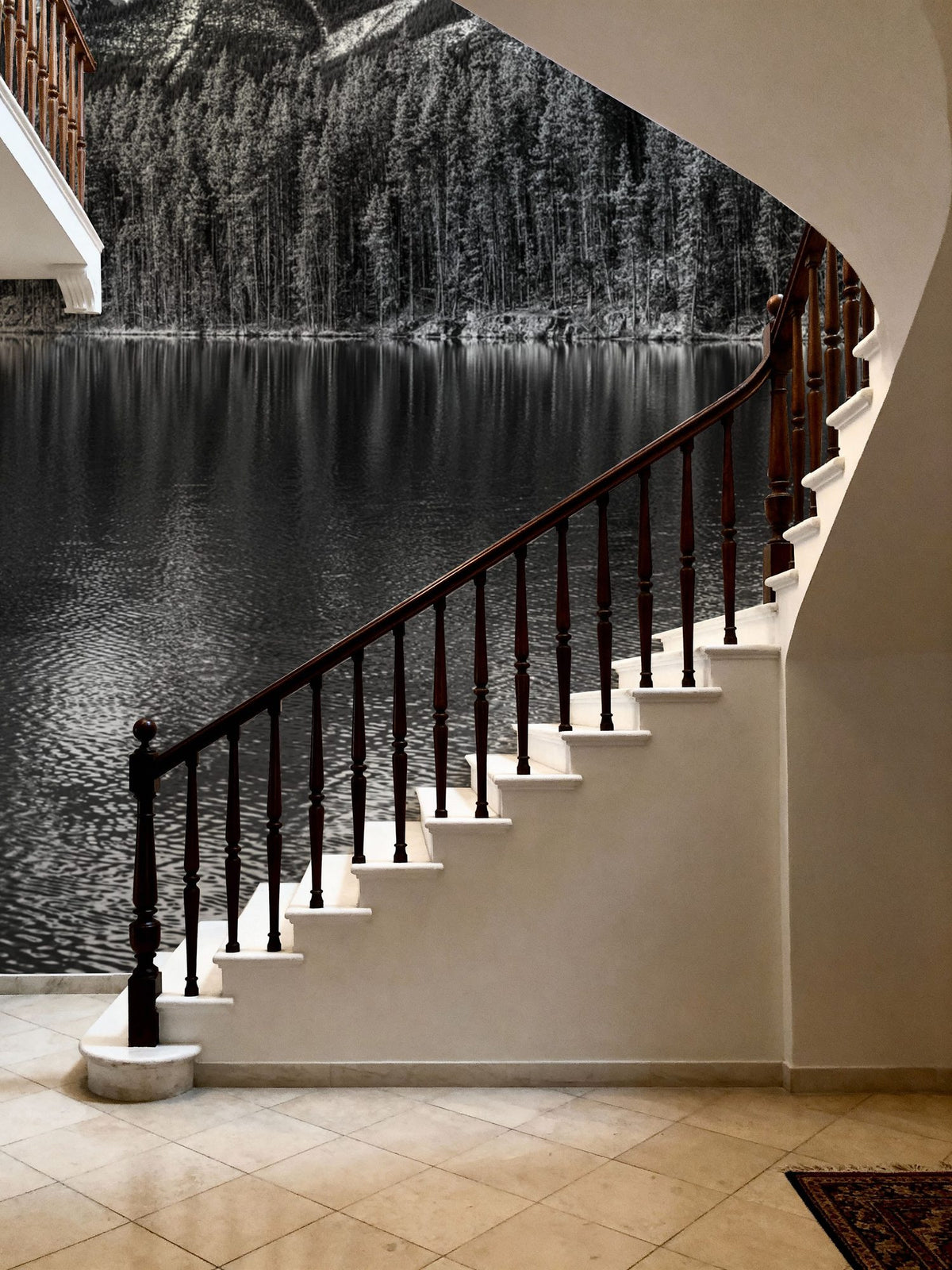 Lake Louise BW Mural Wallpaper - room preview 04