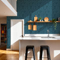 Time to Share Florals Blue Mural Wallpaper - room preview 04