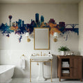 Knoxville Tennessee Skyline Blue & Bronze Mural Wallpaper - room preview 04