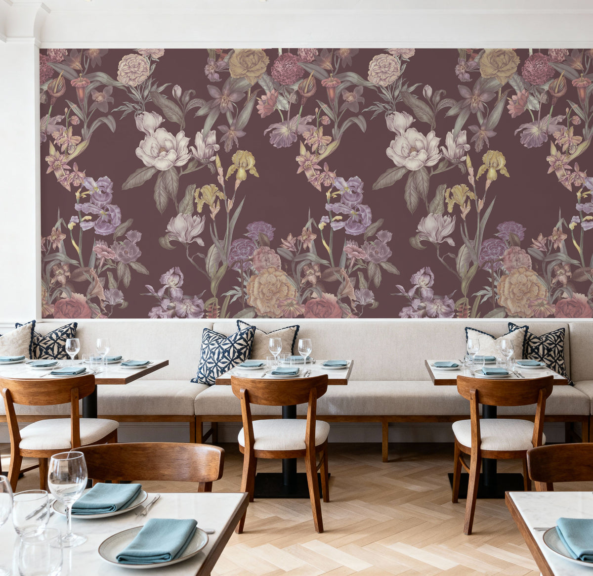 Floral Gaze, Dusty Rose Mural Wallpaper - room preview 04