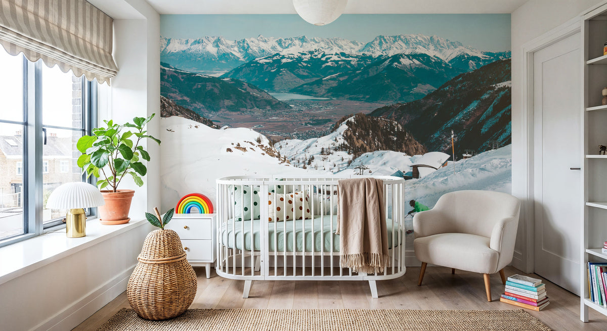 Downhill Skiing Mural Wallpaper - room preview 04