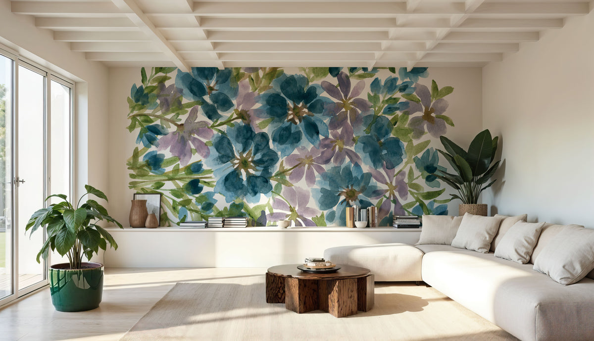 Blue Blooms Mural Wallpaper - Edition 3 - room preview 04