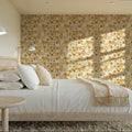 Miracle Blossoms and Birds, Yellow Mural Wallpaper - room preview 04