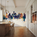 Houston Skyline Blue & Bronze Mural Wallpaper - room preview 04