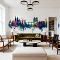 Scarborough England Skyline Blue & Bronze Mural Wallpaper - room preview 04