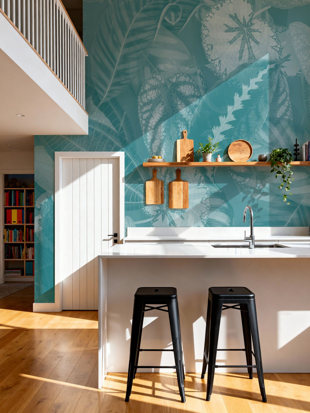 Secret Leaves Mural Wallpaper - Cool Tone - room preview 04