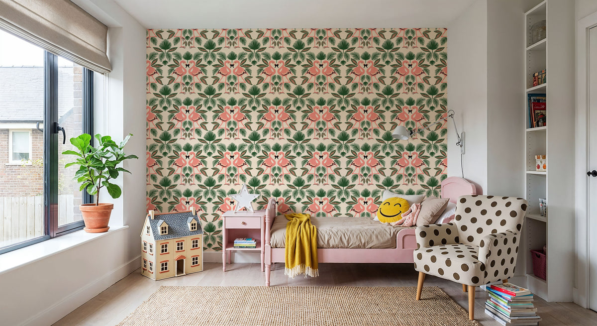 Flamingo Friends Mural Wallpaper - Warm Tone - room preview 04