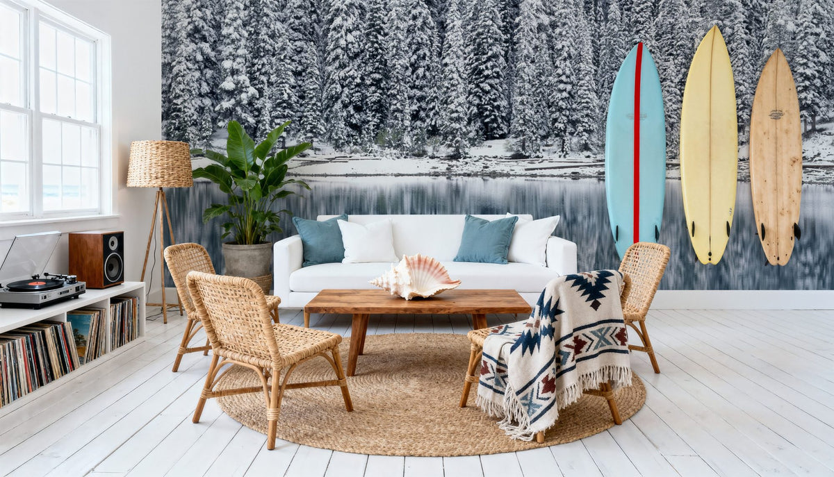 Moraine Lake Mural Wallpaper - Neutral Tone - room preview 04