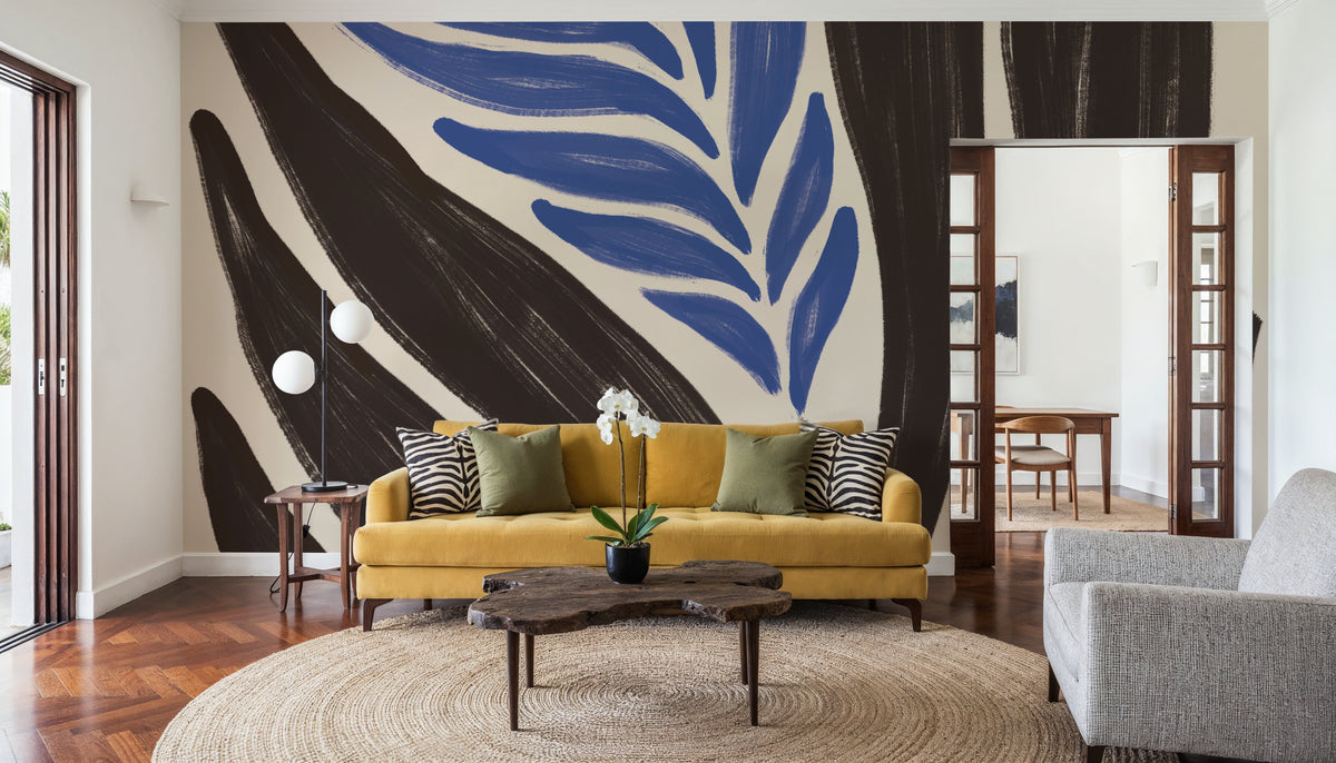 Simple Flowers II Blue Mural Wallpaper - room preview 04