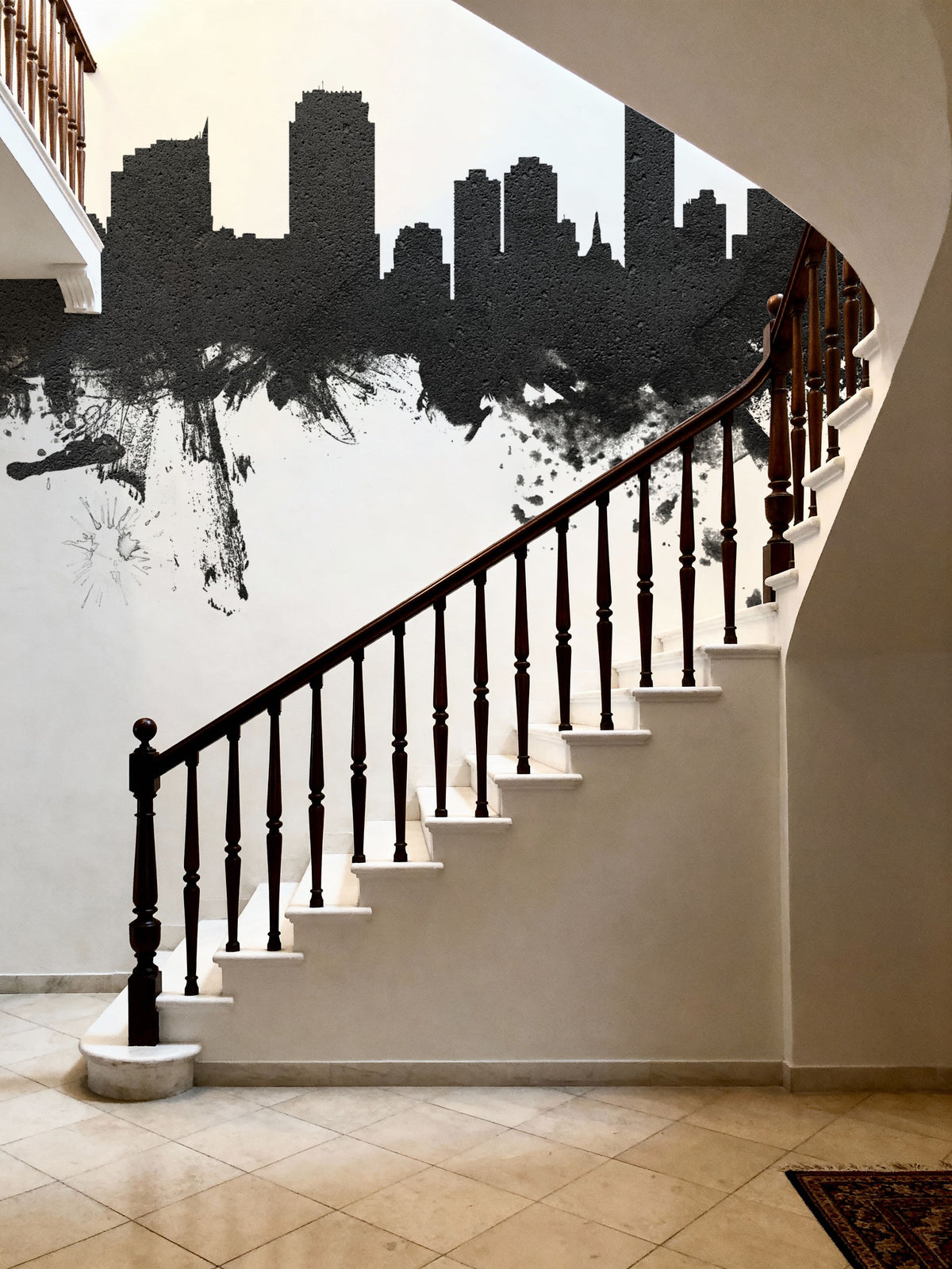 Jersey City New York Skyline Black & White Mural Wallpaper - room preview 04