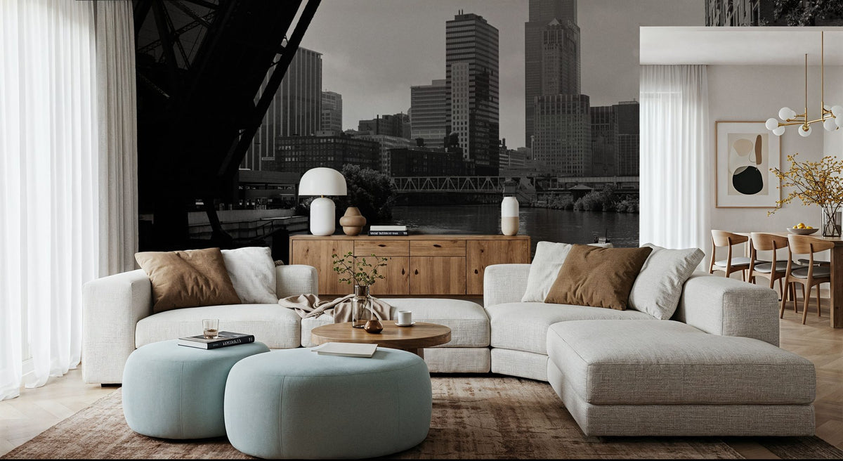 Urban River Crossing Mural Wallpaper - room preview 04