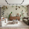 Fields of Birds and Flowers Mural Wallpaper - Warm Tone - room preview 04