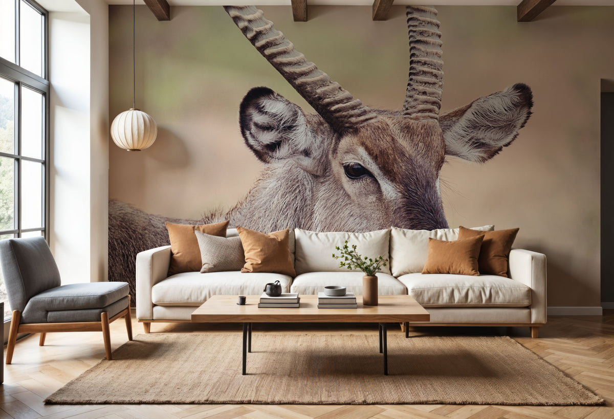 Waterbuck Portrait Mural Wallpaper - room preview 04