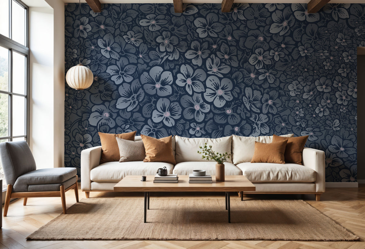 Hydrangea Heart Mural Wallpaper - room preview 04