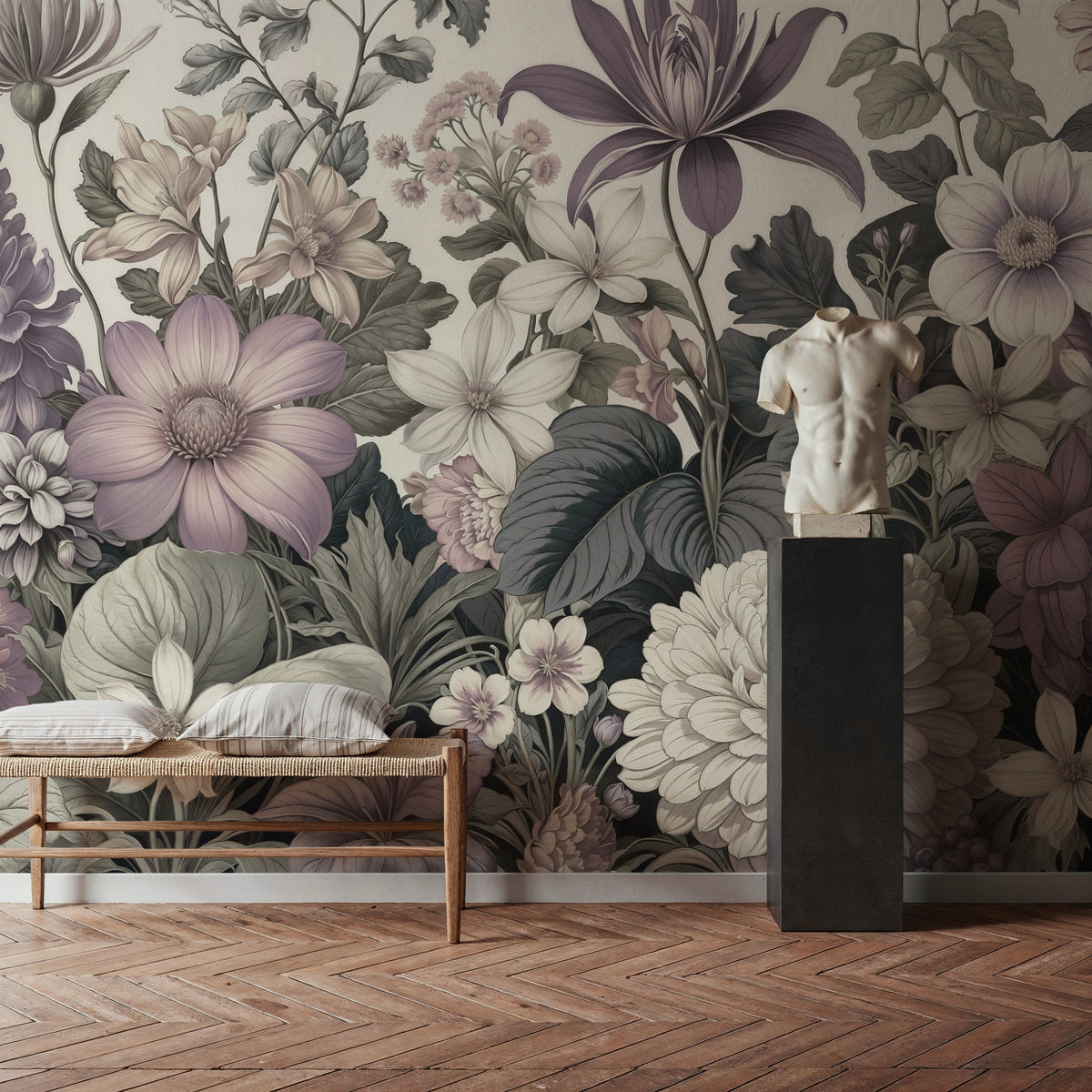Dahlia Days, Lavender Mural Wallpaper - room preview 04