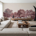 Over the Treetops, Burgundy Mural Wallpaper - room preview 04