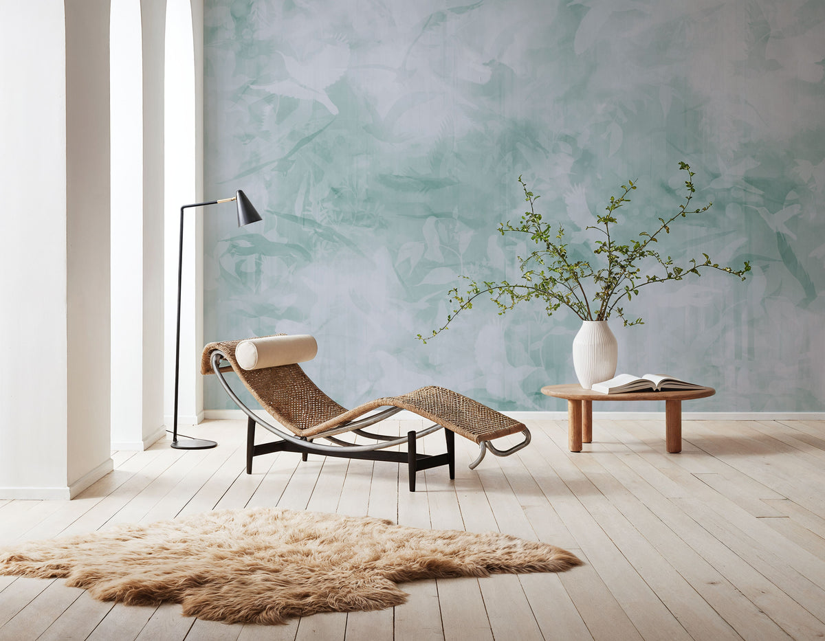 Birds of Freedom Blueish Green Mural Wallpaper - room preview 04