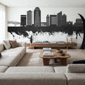 Shreveport Louisiana Skyline Black & White Mural Wallpaper - room preview 04