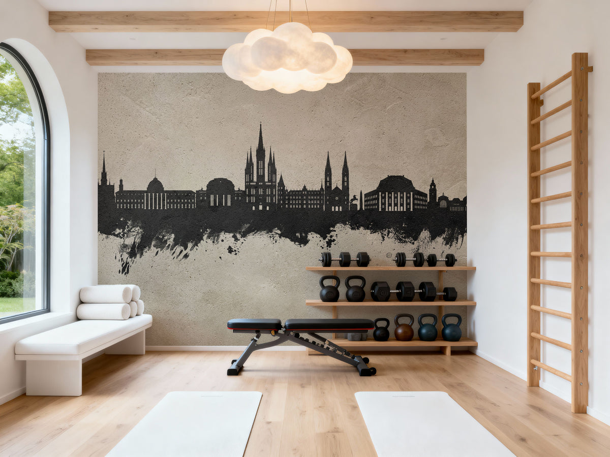 Weisbaden Germany Skyline Concrete Mural Wallpaper - room preview 04