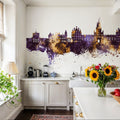Egham England Skyline Purple & Gold Mural Wallpaper - room preview 04