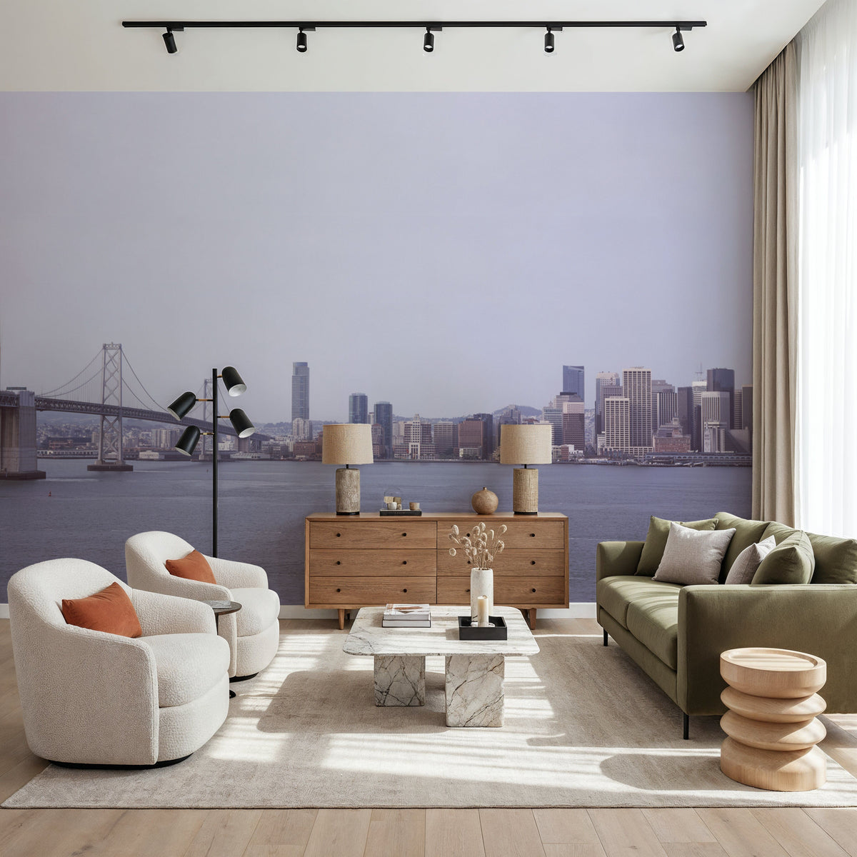Urban Crossing Muted Mural Wallpaper - room preview 04