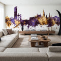 Sevilla Skyline Purple & Gold Mural Wallpaper - room preview 04