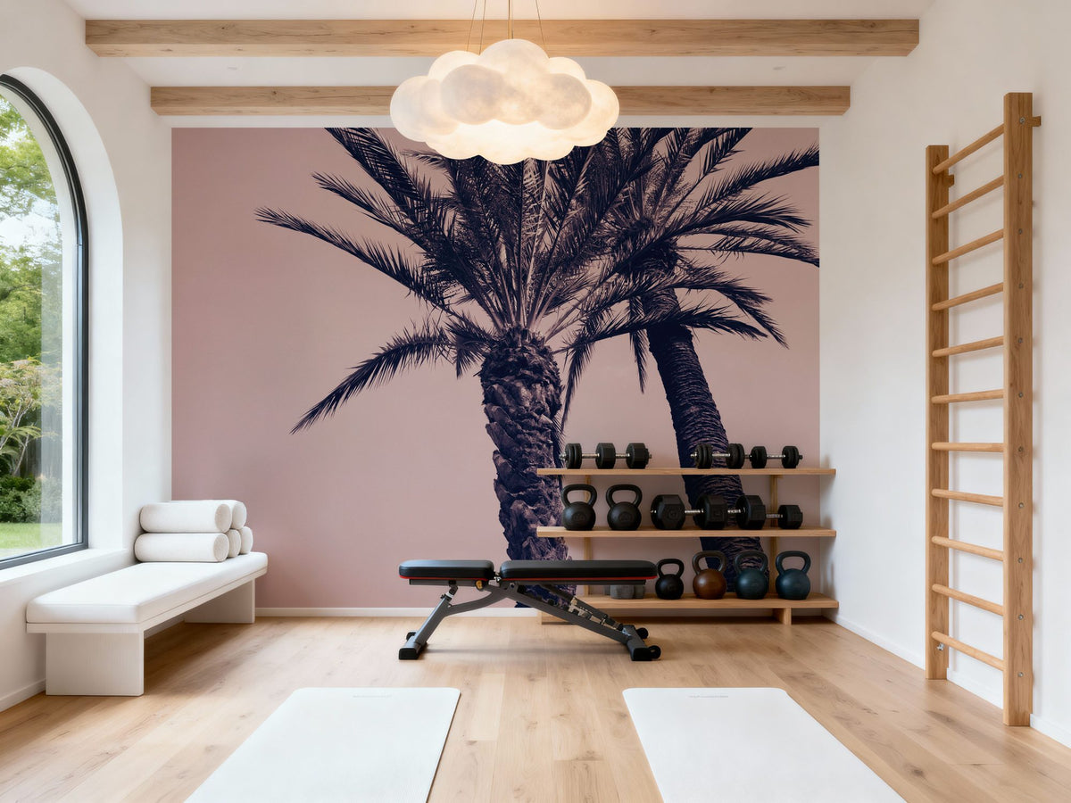 Pink Palms I Mural Wallpaper - room preview 04