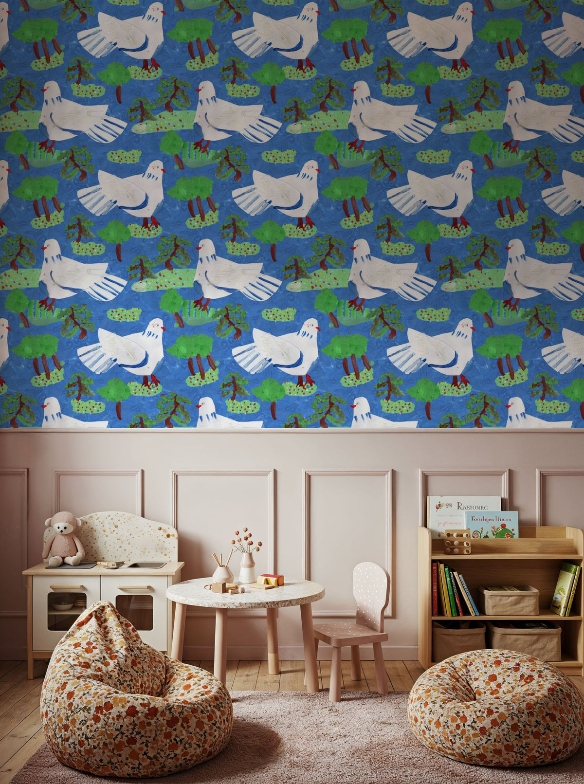 Blue Dove Orchard Mural Wallpaper - room preview 04