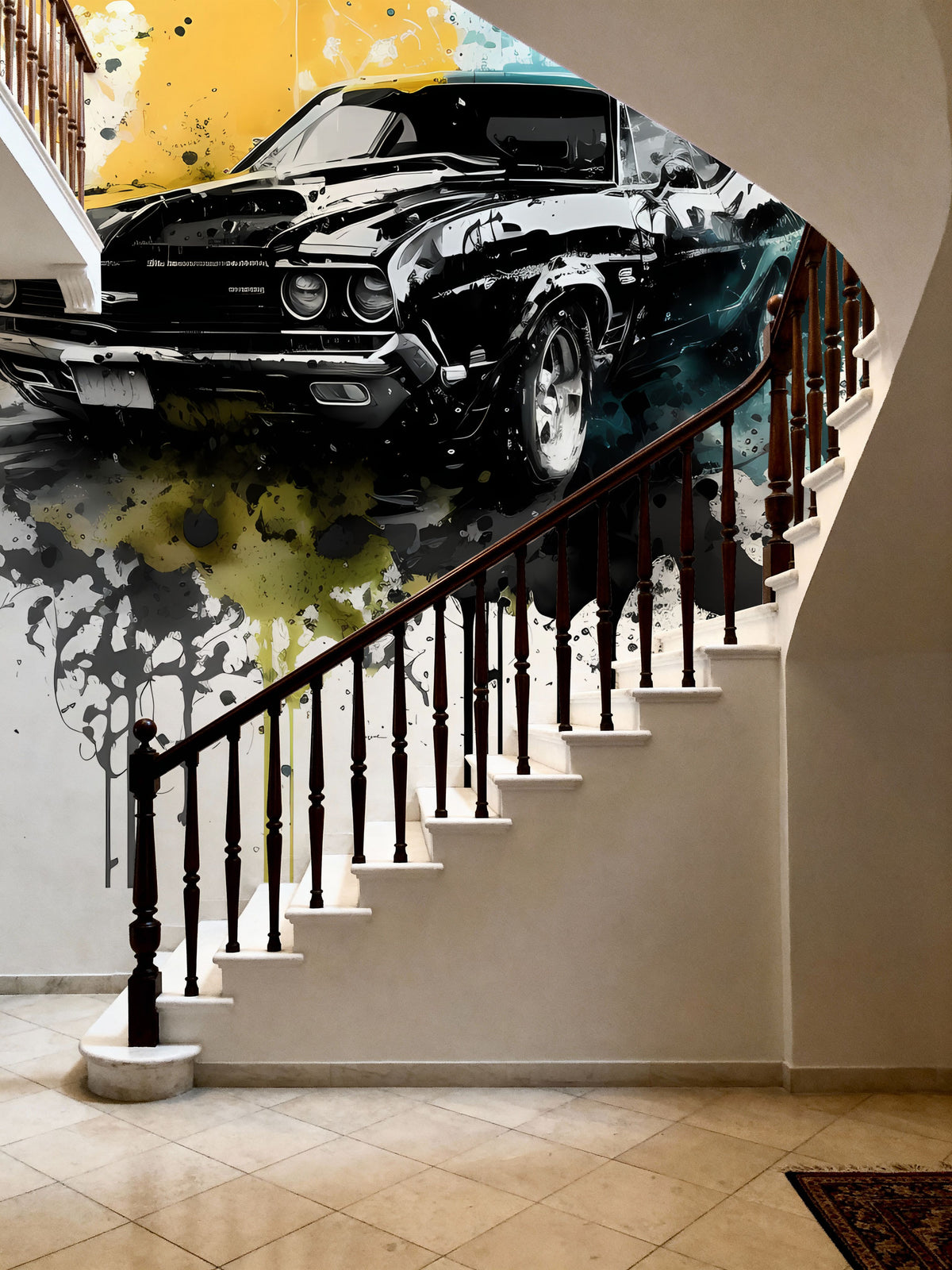 Muscle Car Action Mural Wallpaper - room preview 04