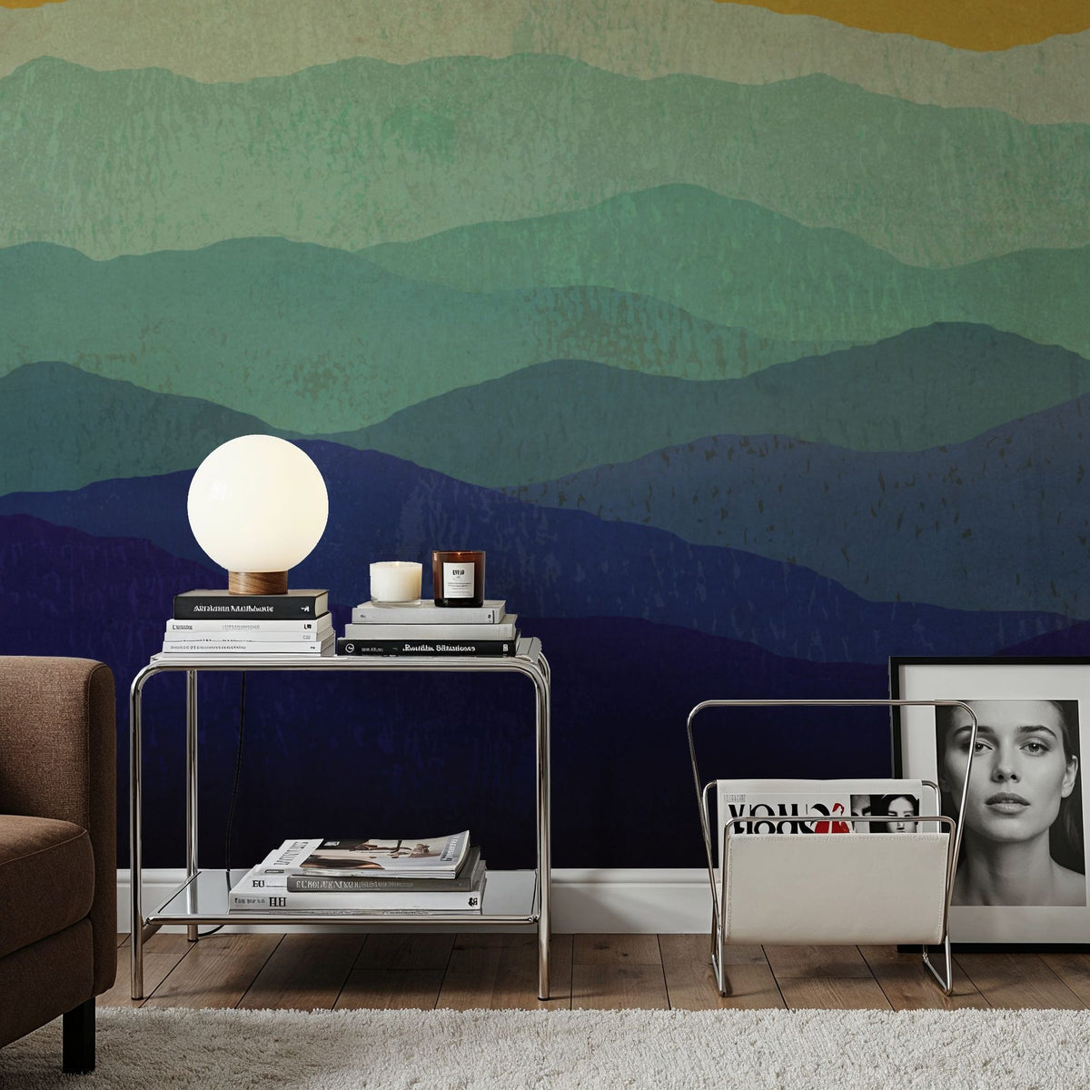Yellow Sky Mountains Mural Wallpaper - room preview 04