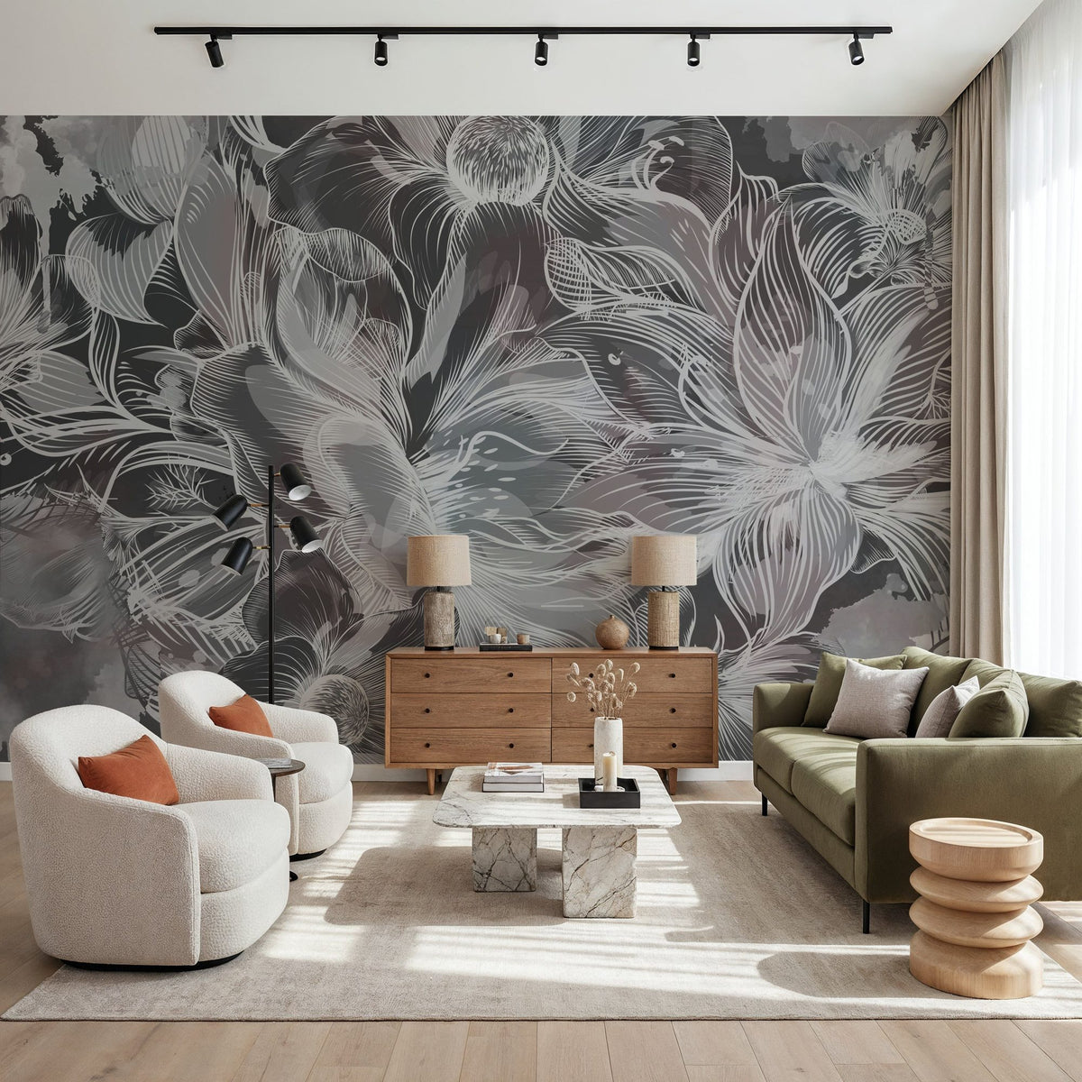 Seeing Through Leaves Dark Mural Wallpaper - room preview 04