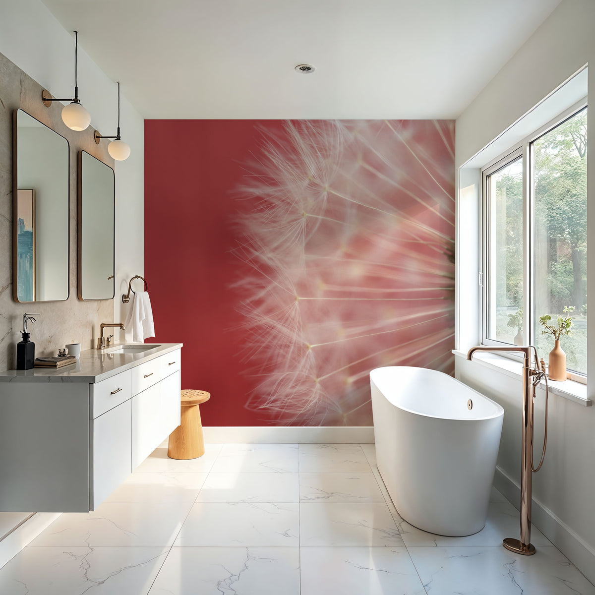 Dandelion on Red III Mural Wallpaper - room preview 04