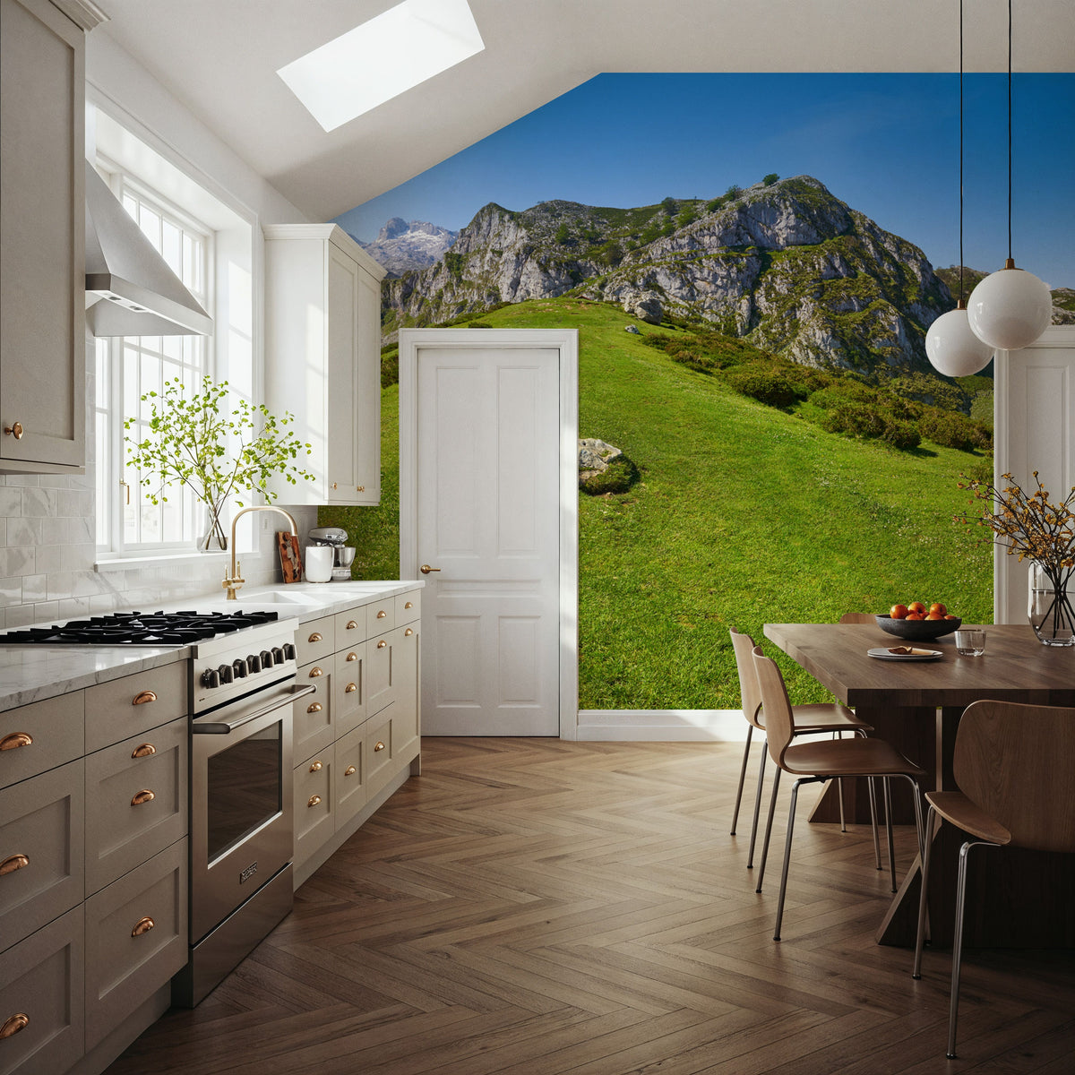 Alpine Valley Pasture Mural Wallpaper - room preview 04